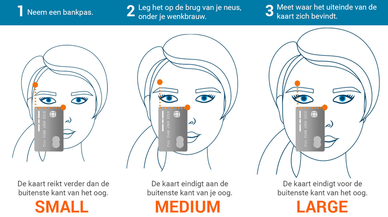 hoe de afmetingen van de zonnebril af te lezen - Meet de maat van de zonnebril met een creditcard