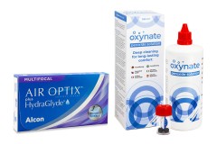 Air Optix Plus Hydraglyde Multifocal (6 lentilles) + Oxynate Peroxide 380 ml avec étui