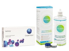 Biofinity CooperVision (6 lentilles) + Solunate Multi-Purpose 400 ml avec étui