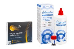 Lenjoy Monthly Day & Night (3 lentilles) + Oxynate Peroxide 380 ml avec étui