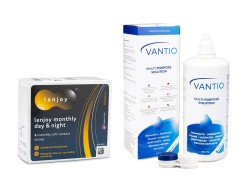 Lenjoy Monthly Day & Night (6 lentilles) + Vantio Multi-Purpose 360 ml avec étui