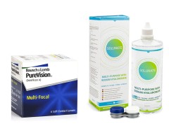 PureVision Multi-Focal (6 lentilles) + Solunate Multi-Purpose 400 ml avec étui